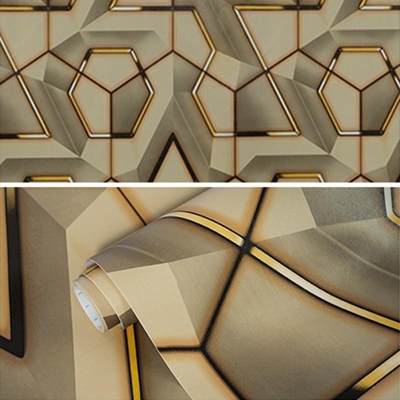 

10M E-sports Style Self-adhesive Wallpaper PVC 3D Geometric Wall Art Sticker Hotel Internet Cafes Bedroom Renovation Wall Murals 10x0.45M