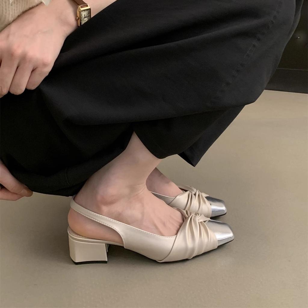 Women's bag head sandals women's summer wear new Chinese style gentle fairy skirt French temperament evening thick heel single shoes