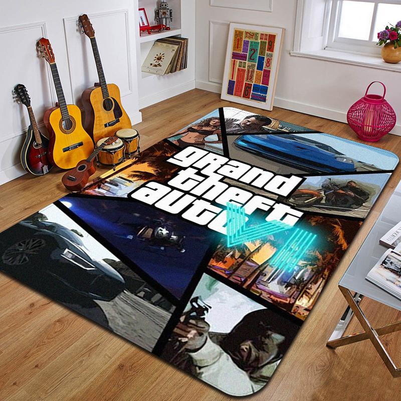G-Grand Theft Auto Gedruckter Teppich Mode Yogamatte Schlafzimmer Dekoteppich Wohnzimmer Dekorative Bodenmatte Geburtstagsgeschenk