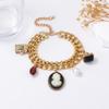 Light Luxury Retro Minimalist Design Sense Alloy Geometric Imitation Pearl Angel Pendant Wide Chain Bracelet Women