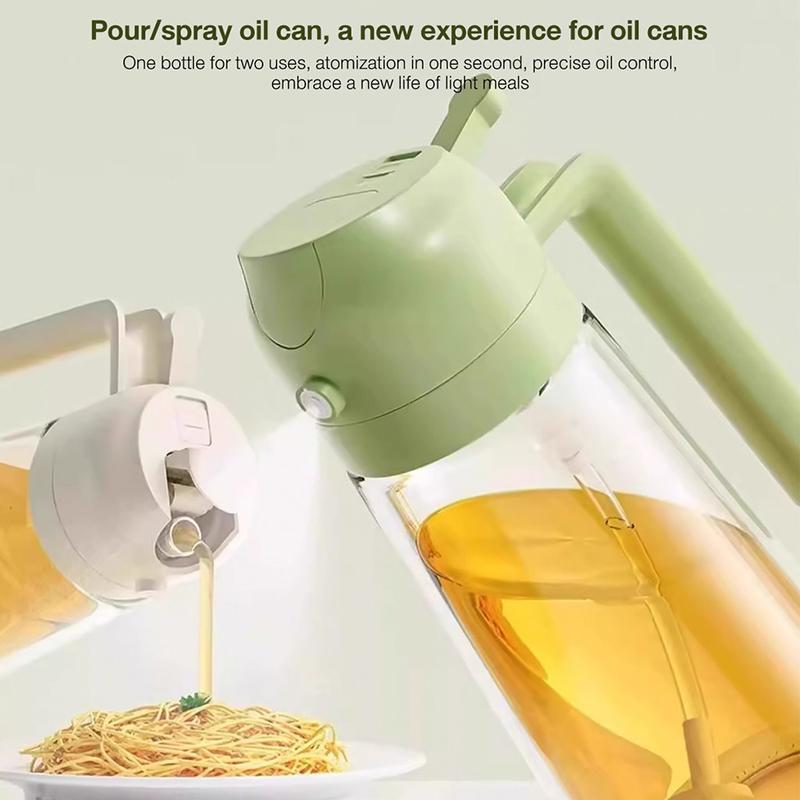470Ml Glass Oil Spray Bottle 2 In 1 Dispenser + Sprayer Kitchen Oil Spray Bottle Large Capacity Spray Pour Integrated Oil Pot