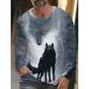 Men's Long Sleeves T-Shirts Animal Wolf Pattern 3D Print Top Tees Summer New Fashion Oversized Unisex T Shirt Men Clothing