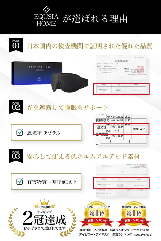 EQUSIA HOME Mesh Eye Mask by a Sleep Light Blocking Rate Sleep Goods for Good Sleep 3D 3D Mesh Material Memory Foam [Supervised Consultant] 99.99%