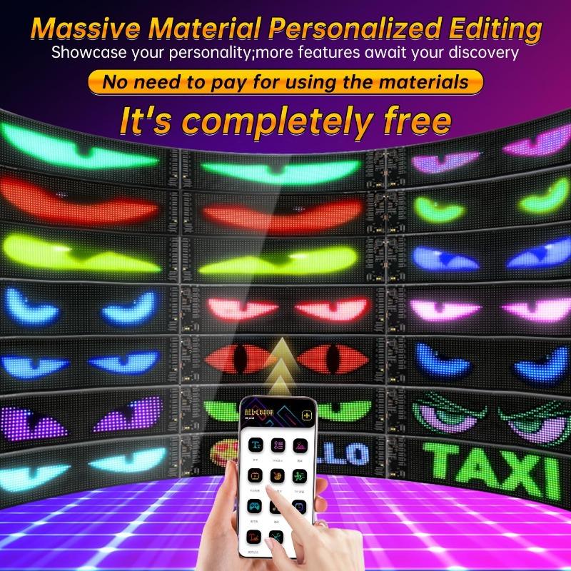 2PCS Devil Eyes Light LED Matrix Pixel Panel Dynamic Scrolling Text LED Screen Remote APP Control Waterproof for Car Windshield