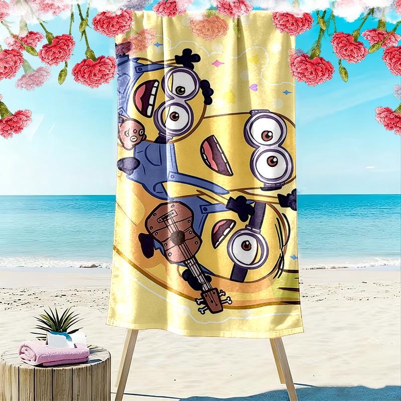 Minions Print Beach Towel, Large Soft Quick Dry Towel for Beach Camping Swimming