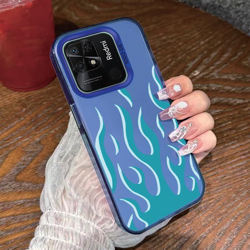 

Cute Love Heart Phone Case For Redmi 10C A5 A2 A1 Note 12 4G 11 11S 10 10S Soft TPU Bumper Hard PC Back Cover Fashion Flame Fire Redmi 10C
