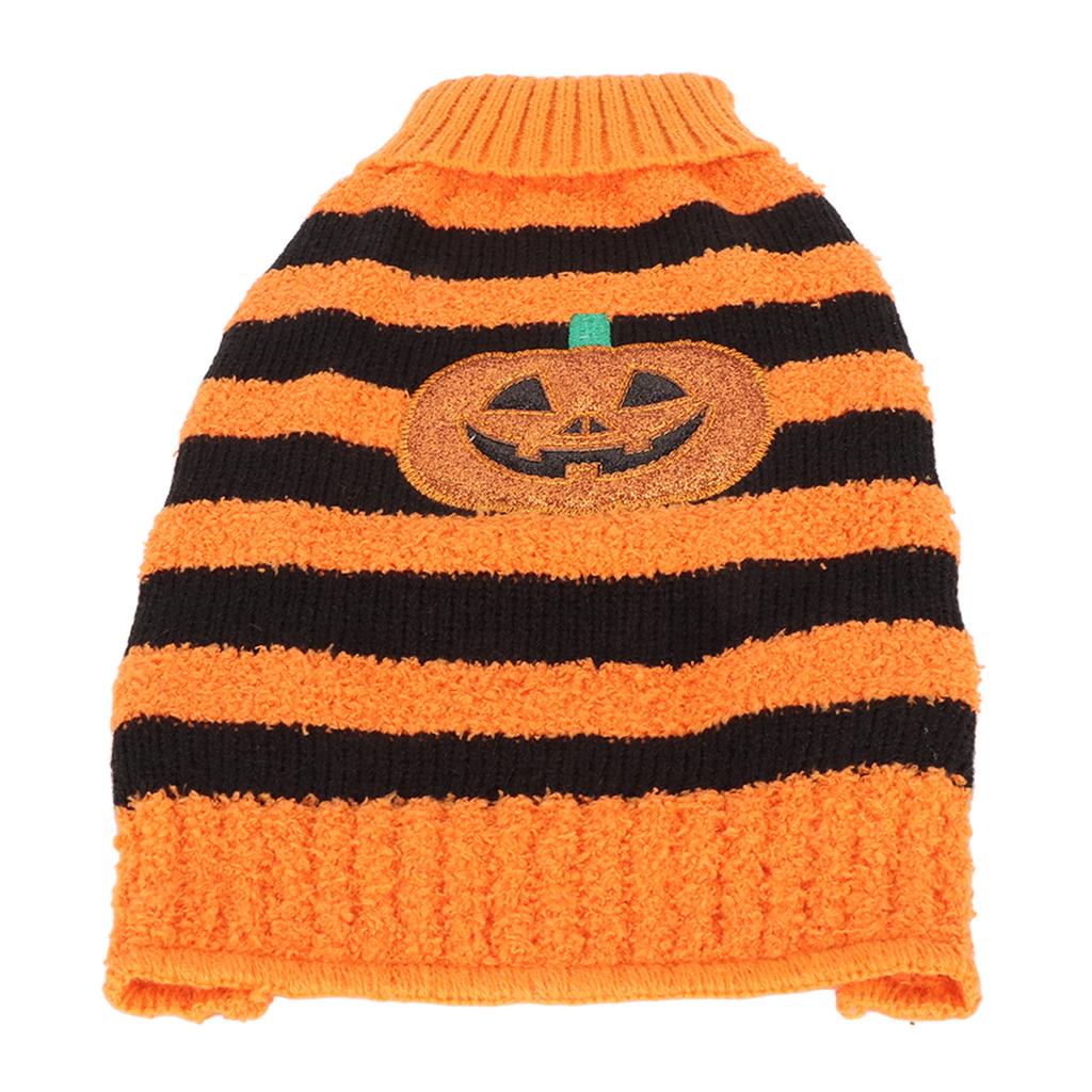 Halloween Dog Sweater Autumn Winter Stylish Cute Soft Stretchy Pumpkin Striped Pet Dog Sweater for