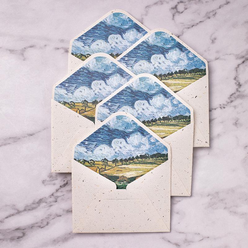 10ks/lot 10X7,5CM Vintage obálky Klasická olejomalba Vincenta van Gogha a rostlinné umělecké obálky na dopisy, svatební pozvánky