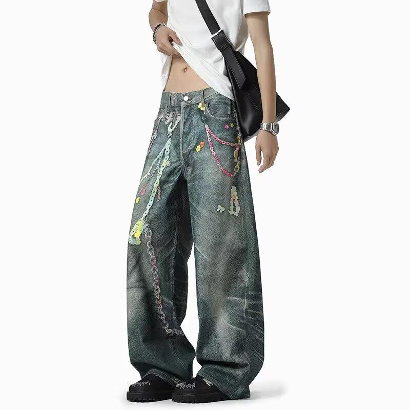 Men's Distressed Ripped Straight-Leg Jeans – American High Street Style