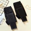 2025 High-Waisted Slimming Elastic Denim Skinny Pencil Pants with Frayed Edges – Trendy Korean Style for Spring and Autumn