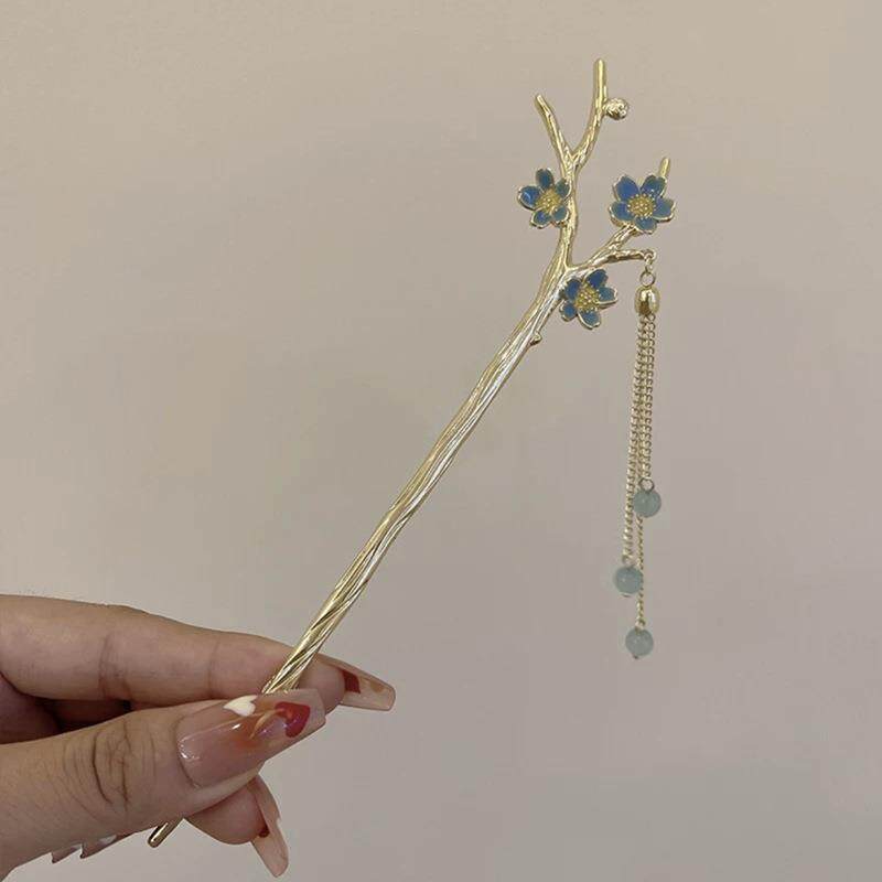 Vlásenky v čínském stylu Moderní Plum Blossom Vlásenka Dámská Vlásenka Dívčí Vlasové doplňky Pokrývky hlavy