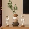 Resin Deer Figurines with Flower Vase Small Animal Statue Sculpture Table Ornament for Home Decors Housewarmings Gift