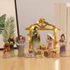 12Pcs LED Nativity Scene Set Resin Christmas Manger Angel Figurines with Star Light Holiday Tabletop Decor for Home Church