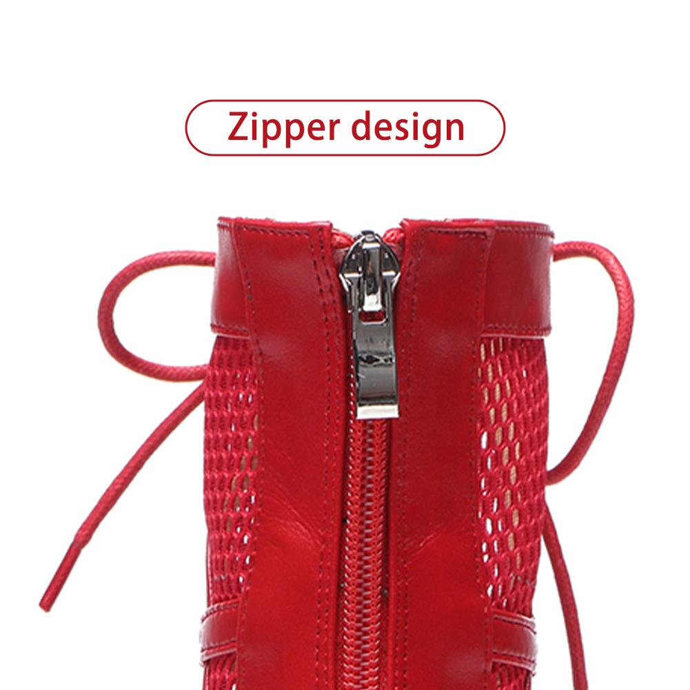 Buty do tańca czerwone damskie wysokie buty do tańca towarzyskiego buty do salsy i tanga dziewczęce modne na imprezę siateczkowe Cuto