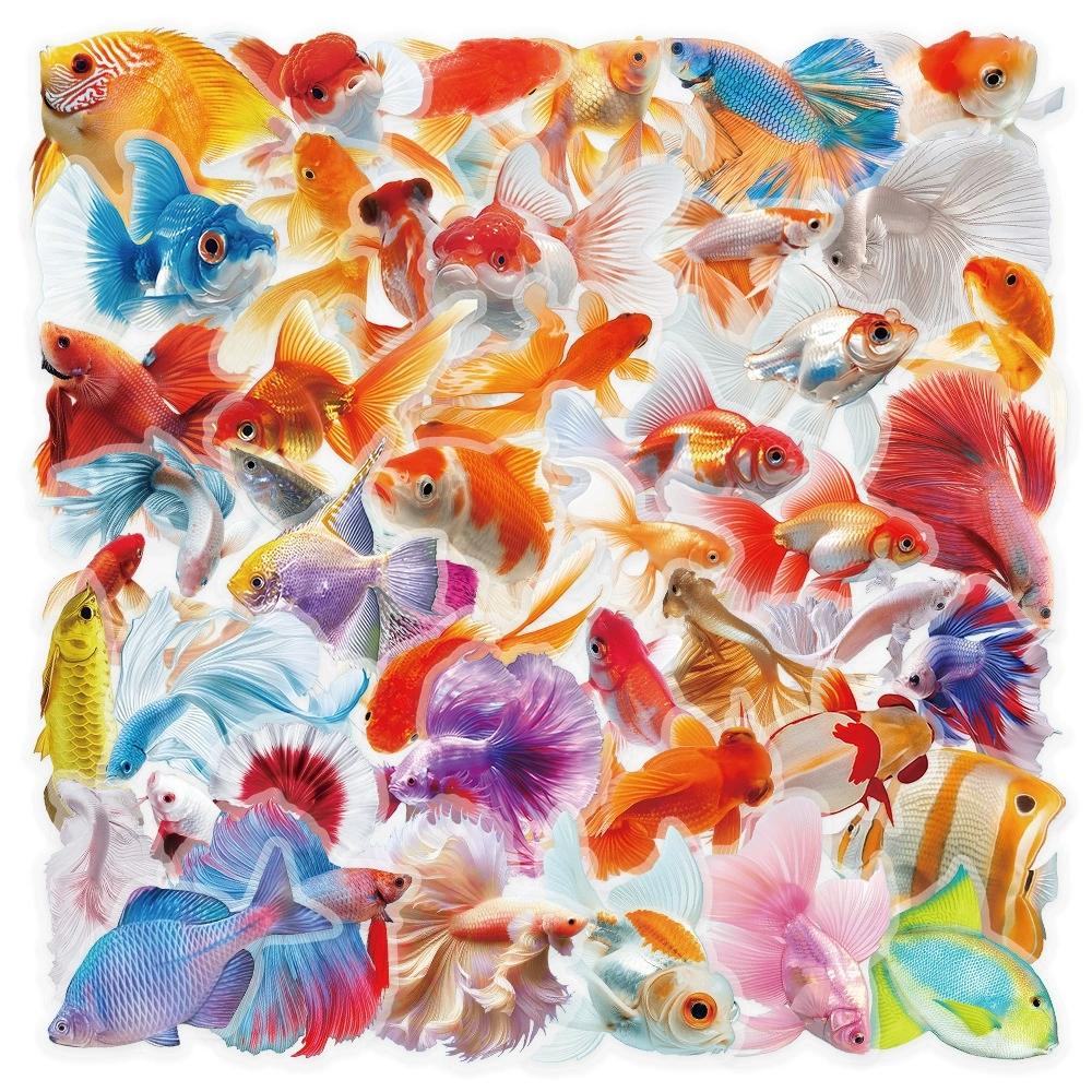 

100PCS Colorful Goldfish Stickers Waterproof Transparent PET Decorative Stationery for Kids DIY Notebook Reward