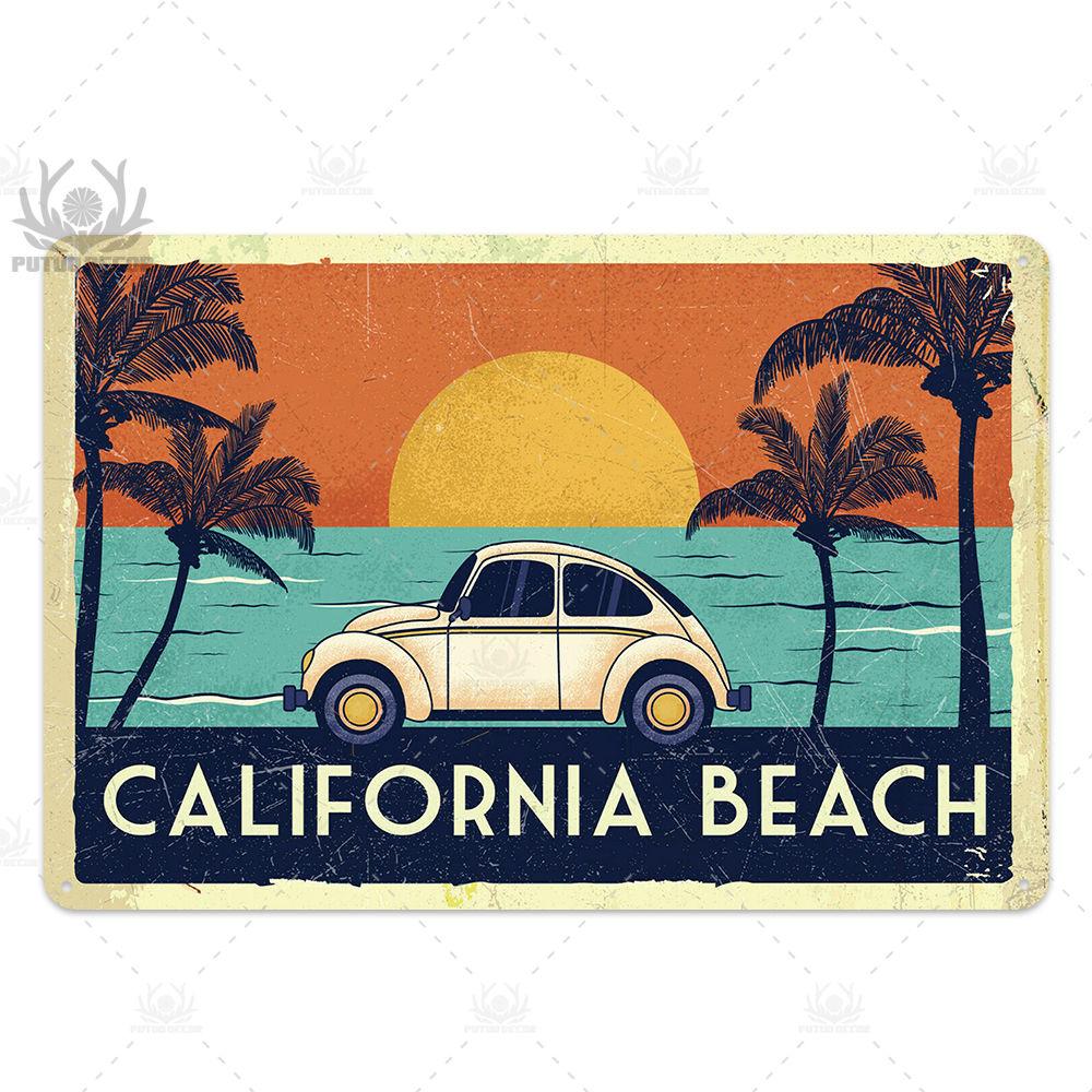 Beach Tin Sign Plaque Metal Vintage Summer Metal Wall Sign Beach Decor for Beach Bar Beach House Seaside Decorative Plate