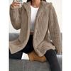 Autumn and Winter Women's Solid Color Long Sleeved Hooded Loose Plush Jacket for Women