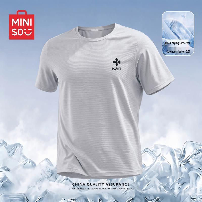 MINISO Men s Quick-Dry Ice Silk Cooling Short Sleeve T-Shirt 3XL светло-серый