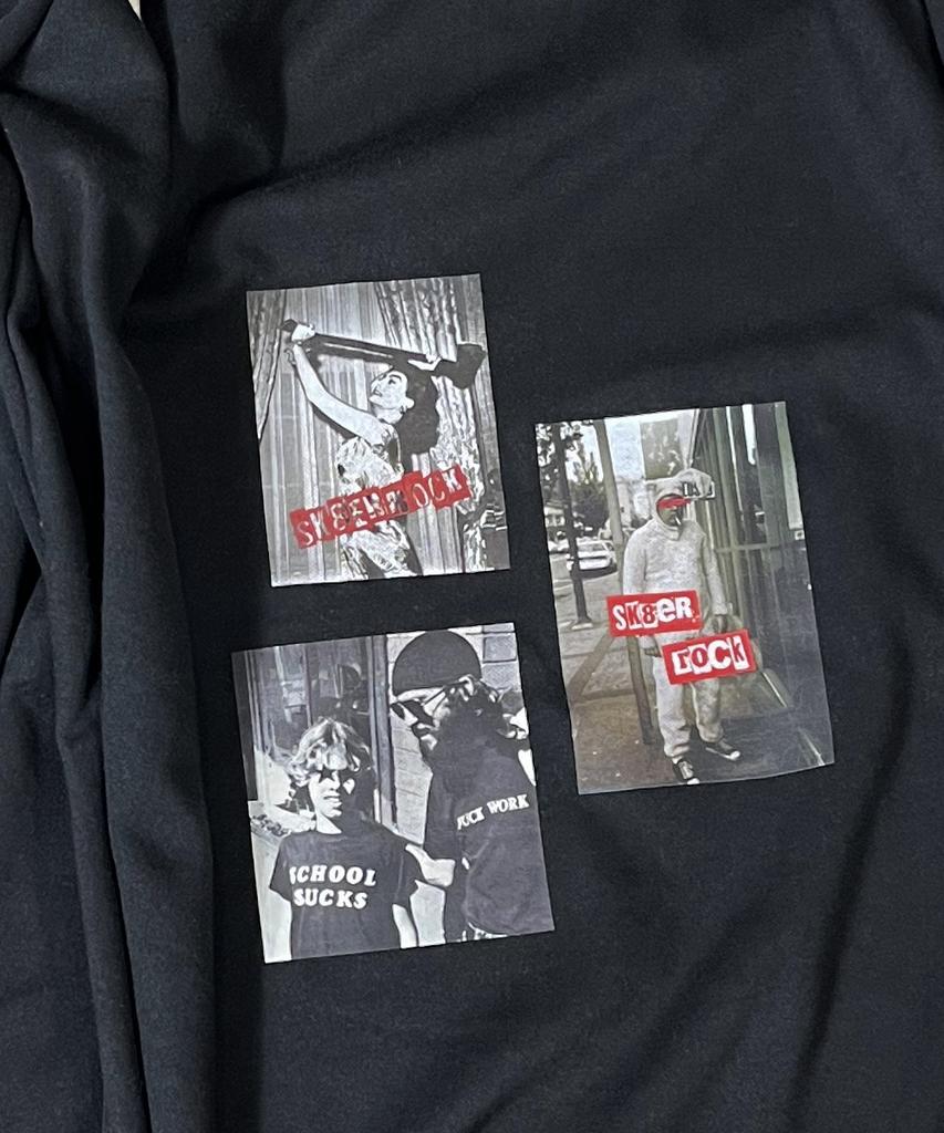 SK8ER ROCK Old Photo Sweat Wide Pants ((Black))