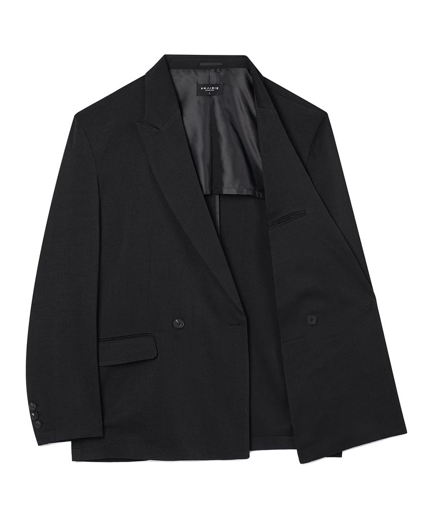 Prairie Big Daddy Fit One-Button Double Blazer (Black)