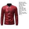 Men Sequin Jacket Stand Collar Shiny Long Sleeves Slim Fit Zipper Closure Cardigan Mid Length Stage Show Dance Performance Coat