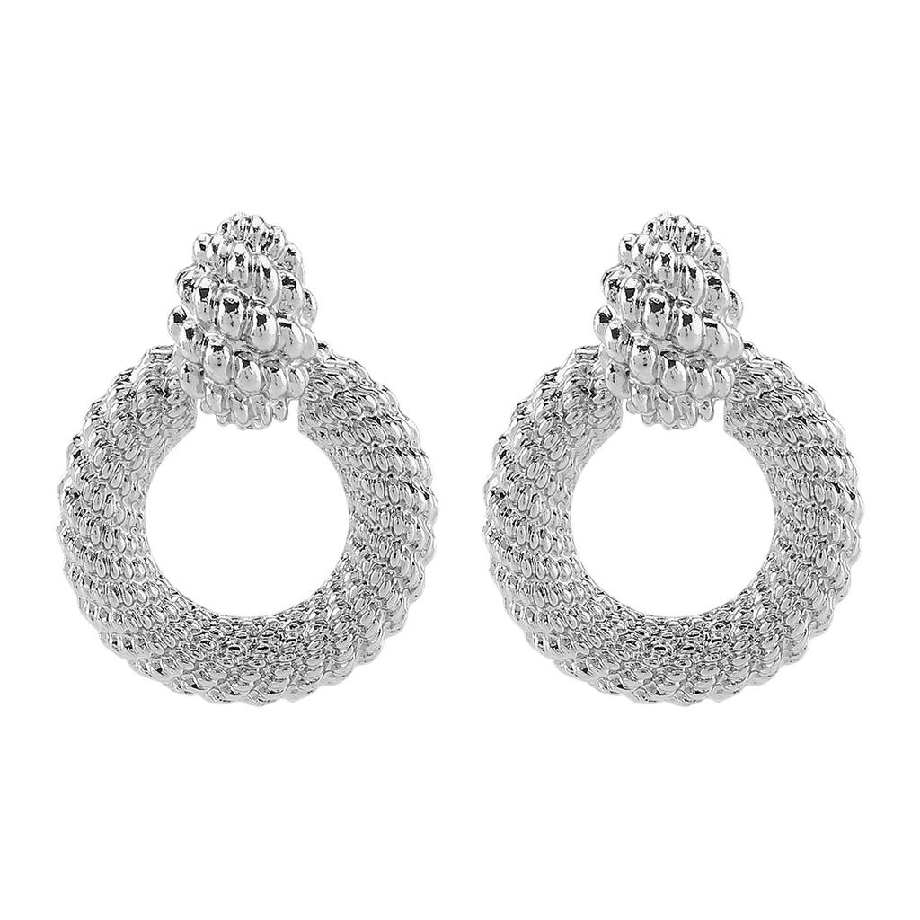 European American Style Round Alloy Earrings Exaggerated Irregular Geometric Minimalist Luxury High Grade Ear Jewelry For Women