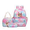 Demon Hunters Three-Piece Children'S School Bag Large Capacity 3D Digital Color Printing Kindergarten School Bag Meal Bag Pencil Bag