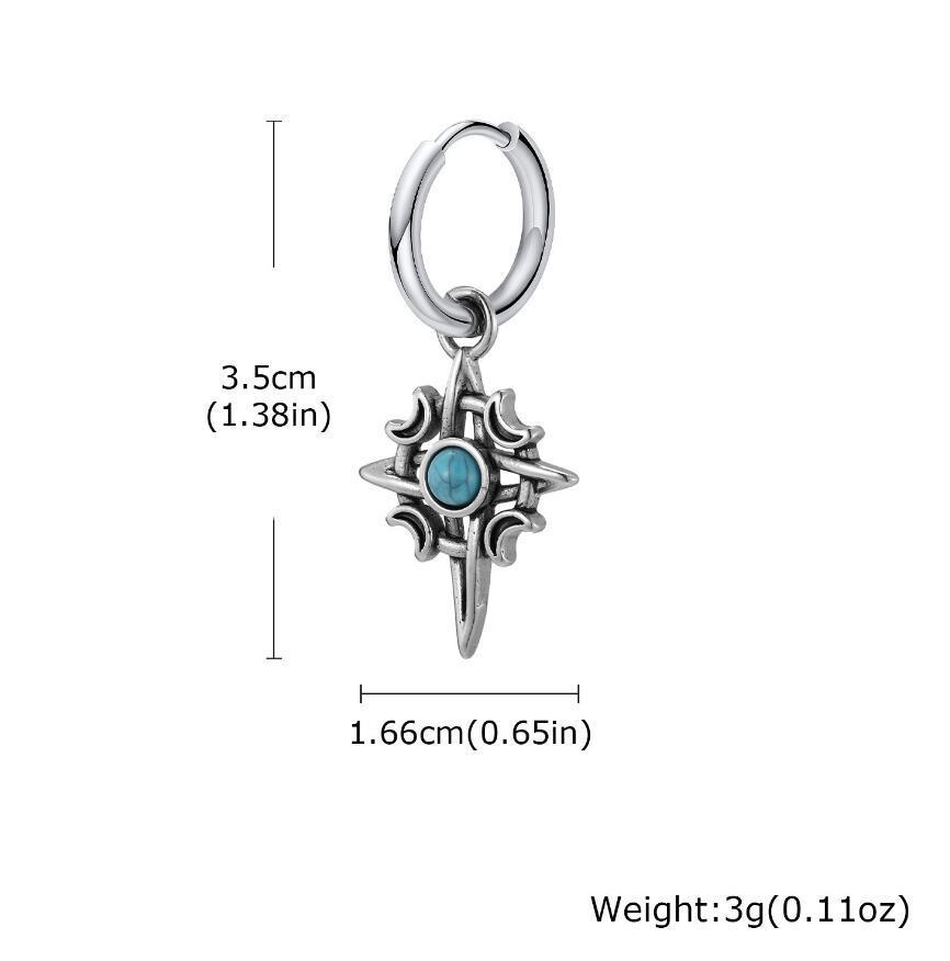 Stainless Steel Men's Retro Necklace with Star Moon Turquoise Pendant (PN-2111)