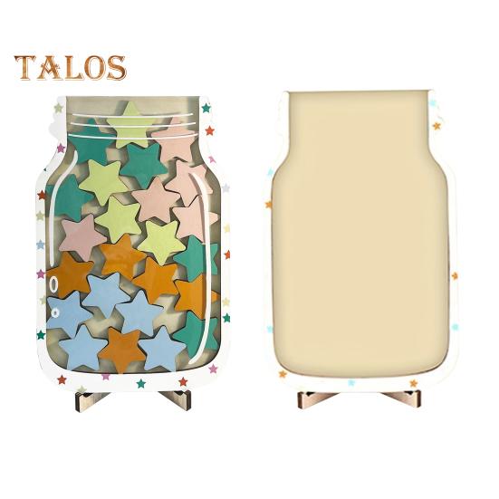 Träbelöningsburk med 25 färgglada stjärnor Ställ Barn Studenter Positivt beteende Prestation Uppmuntra Belöningssystem Lärare Förälder Klassrum