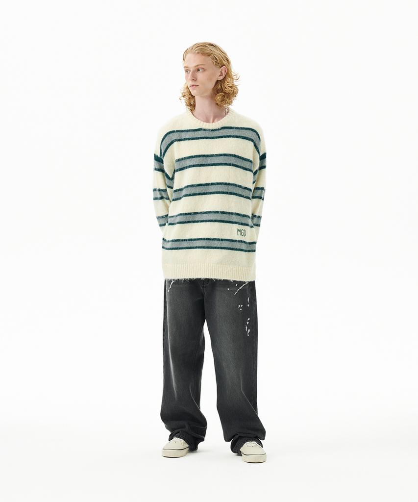 MAHAGRID Hairy Stripe Knit Sweater Ivory(Mg2Ffmk600A)