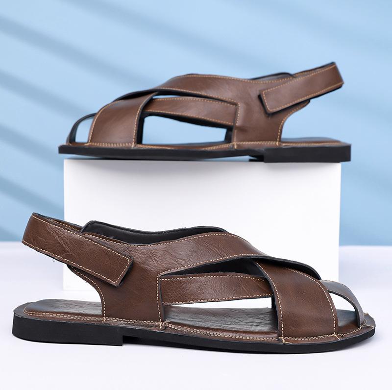 Men's sandals driving high sense retro foot cover 2025 summer new fashion sandals Roman sandals