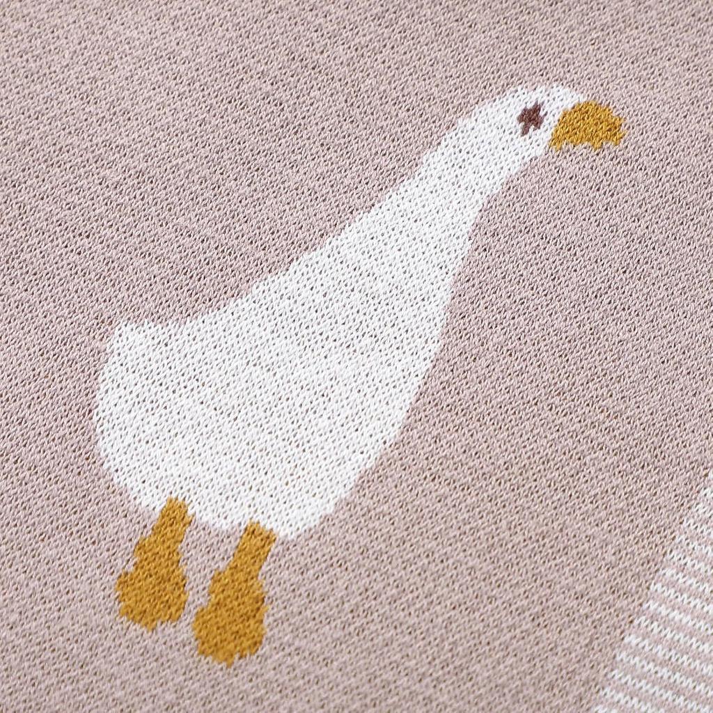 mimixiong Baby Blanket Knit Receiving Boys Girls Blanket Soft Cotton Neutral Blanke for Swaddle Crib Stroller with Cute Goose