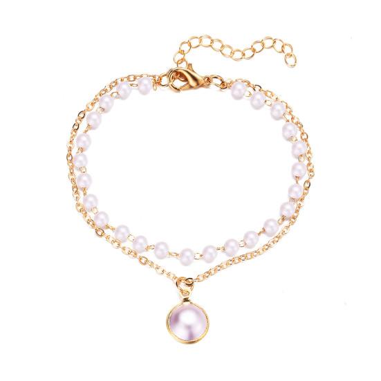 Ručně vyráběný náramek z umělých perel pro ženy, nastavitelný slitinový náramek, náhrdelník z imitace perel, retro šperky k narozeninovým dárkům