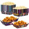 6/4Pcs Mexican Day of the Dead Food Serving Trays Desktop Popcorn Snacks Potato Chips Paper Box Death Day Halloween Party Decor