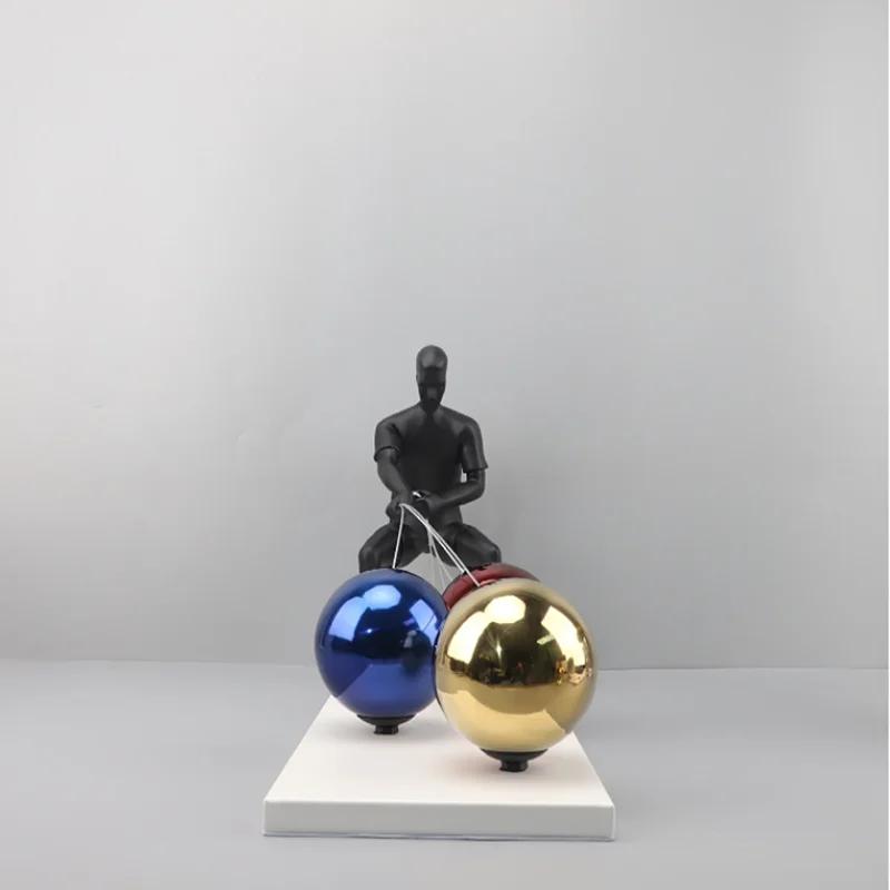 Kreative Metall-Rallye-Kugel-Skulptur Handwerk, Moderne Abstrakte Kunstfigur Dekoration Ornamente, Haus- und Wohnzimmerdekoration