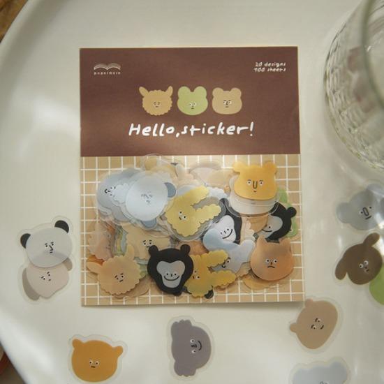 

100 шт. милые мультяшные животные с микровыражениями из ПЭТ-материалов для украшения журнала в стиле скрапбукинга B