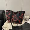 Bags Women's Autumn New Shopping Bags Shoulder Large Capacity Cherry Printing Stylish Simple Tote Bags Handbags