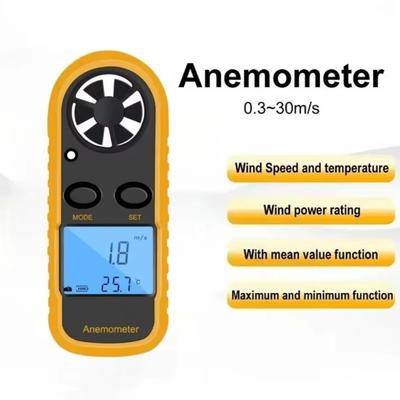 Mini Digital Anemometer Hand-held LCD Display Wind Speed Gauge 30m/s 0-30m/s Range Wind Speed Meter Wind Power Measurement