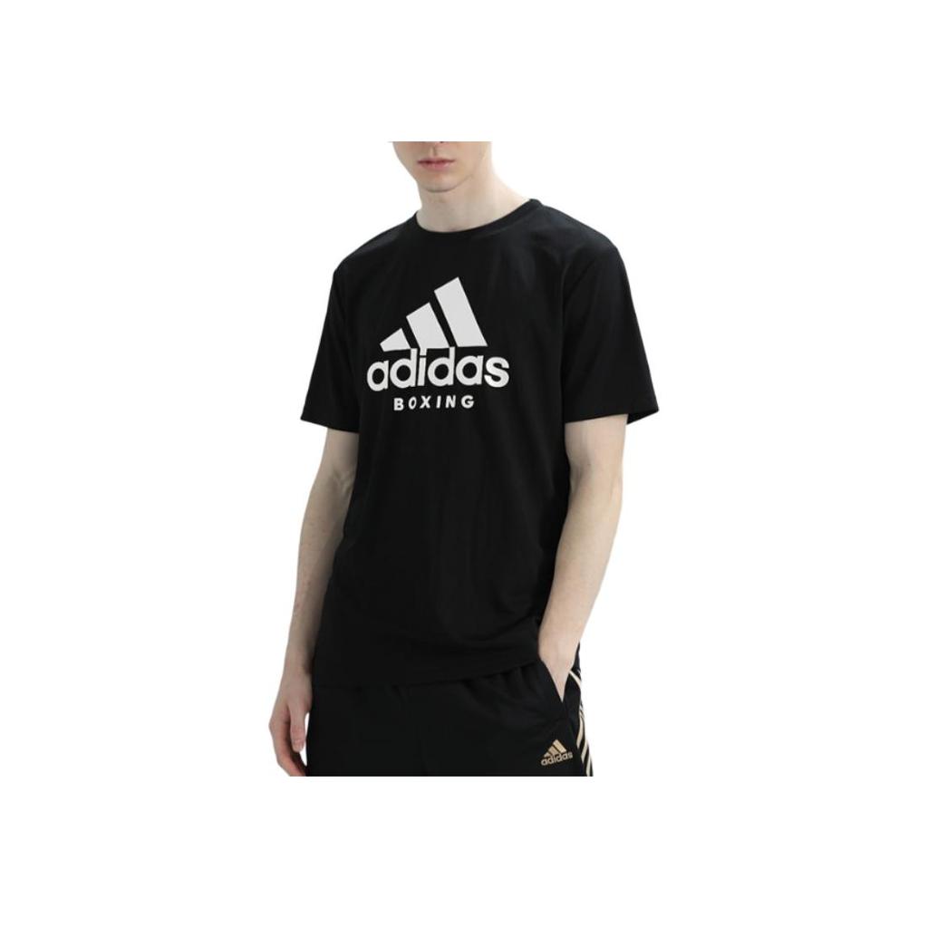 Adidas Color Block Letter Print Design Comfortable Pullover Short Sleeve T-Shirt Men Tops Black ADICTB-BW