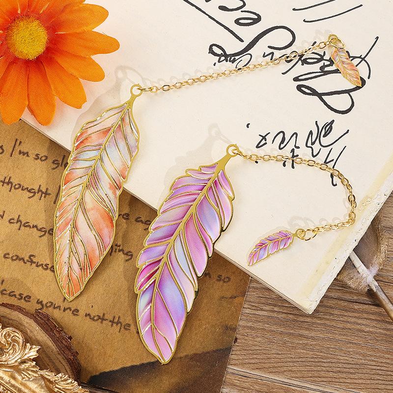 5style Vintage Art Feather Metal Bookmark with High Beauty and Exquisite Student Page Clip Cultural and Creative Gift