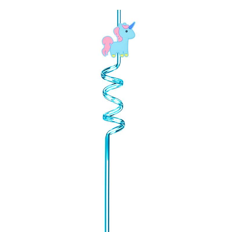 Unicorn Cartoon Good-looking Straw PET Reusable Spiral Straw Unicorn Birthday Wedding Party Children Adult Cute Straw