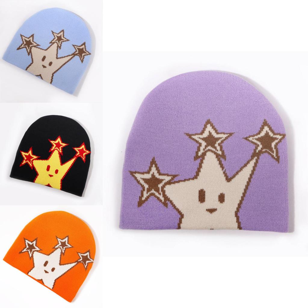 Knit Hat For Women Men With Star Pattern Warm Winter Wear For Outdoors