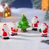 4PCS Resin Tiny Santa Claus Figurine Christmas Miniature Statue for  for New Year Holiday Home Garden Backyard Porch Decor