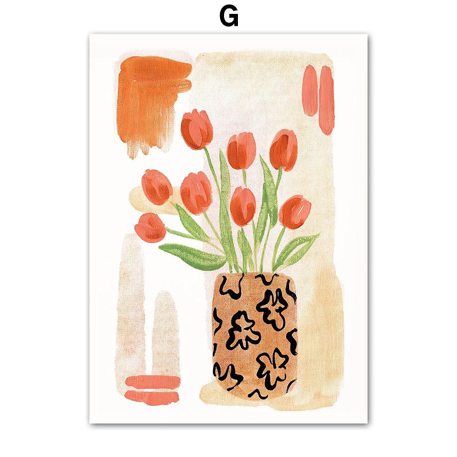 Retro Flowers Vase Gallery Colorful Funky Poster And Prints Simple Wall Art Canvas Painting Wall Pictures For Living Room Decor