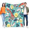 Seafood Pattern Throw Blanket Soft Cozy Lightweight Sofa Decoration Ideal Birthday Gift for Home and Beach Enjoyment