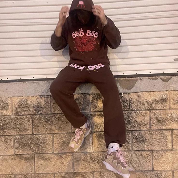 Spider Heavyweight 450G Fleece-lined Hoodie - European & American Trendy Brand Sp5der Sweatshirt