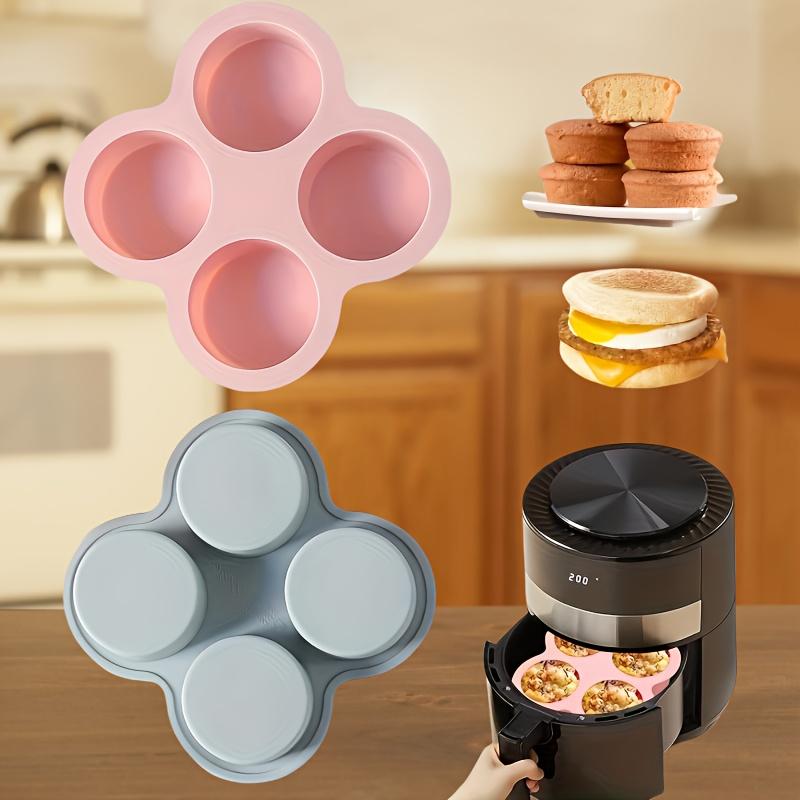 1pc Silicone Cake Molds - 4-Cavity Non-Stick Baking Molds for Cakes, Puddings, Eggs & Burgers - Heat , Easy Release & Clean, Reusable Kitchen Bakeware