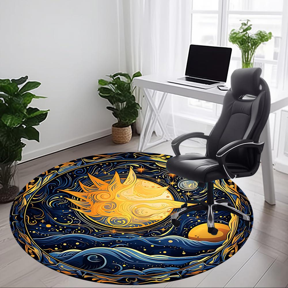 1pc Cosmic Office Round Area Rug, Under Office Chairs Bedroom Living Room Home Decor, Room Deco