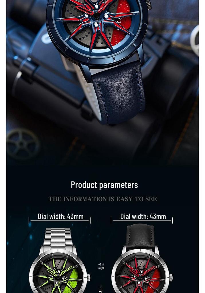 Sanda Men's Racing Concept Quartz Watch with 3D Hollow Dial and Rotating Waterproof Design