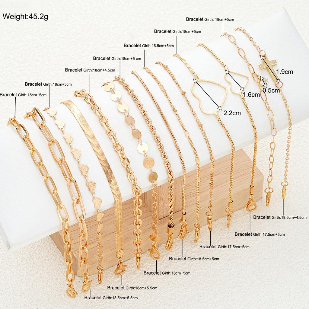 14Pcs Gold Color Bracelet Sets Boho Retro Thick Twist Cuban Chain Bracelet for Women 2026 New Trendy High Quality Jewelry Gifts